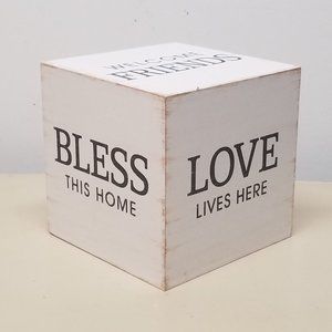 Bless This Home Six Sided Message Cube Wood Block Decor